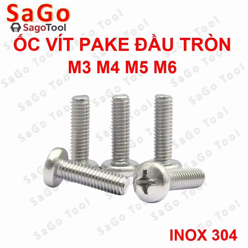 Ốc Vít inox 304 pake đầu tròn size 3ly 4ly 5ly , ốc pake M3 M4 M5 - Ảnh 5