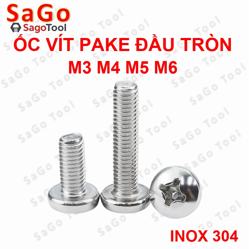 Ốc Vít inox 304 pake đầu tròn size 3ly 4ly 5ly , ốc pake M3 M4 M5 - Ảnh 6