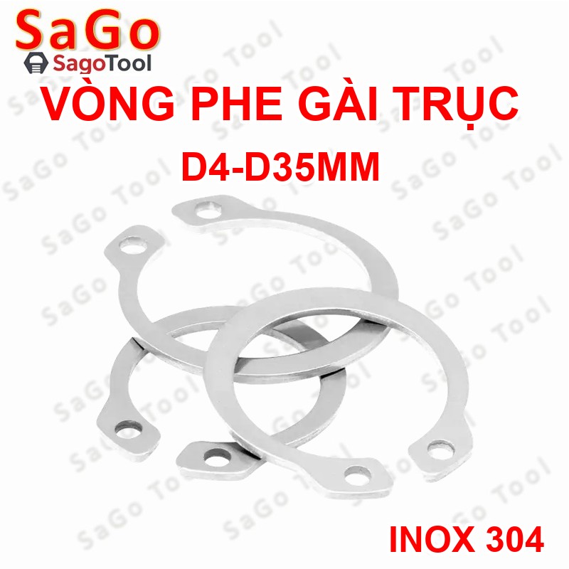 Phanh trục inox 304, phe gài trục, vòng phe phi 4 - 35mm - Ảnh 2