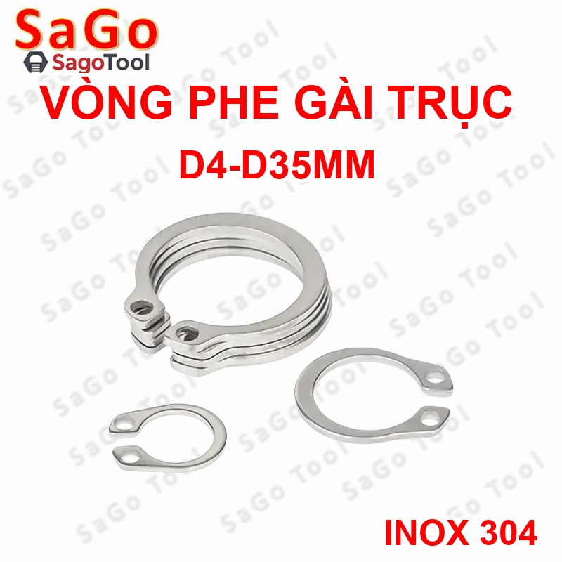 Phanh trục inox 304, phe gài trục, vòng phe phi 4 - 35mm - Ảnh 3