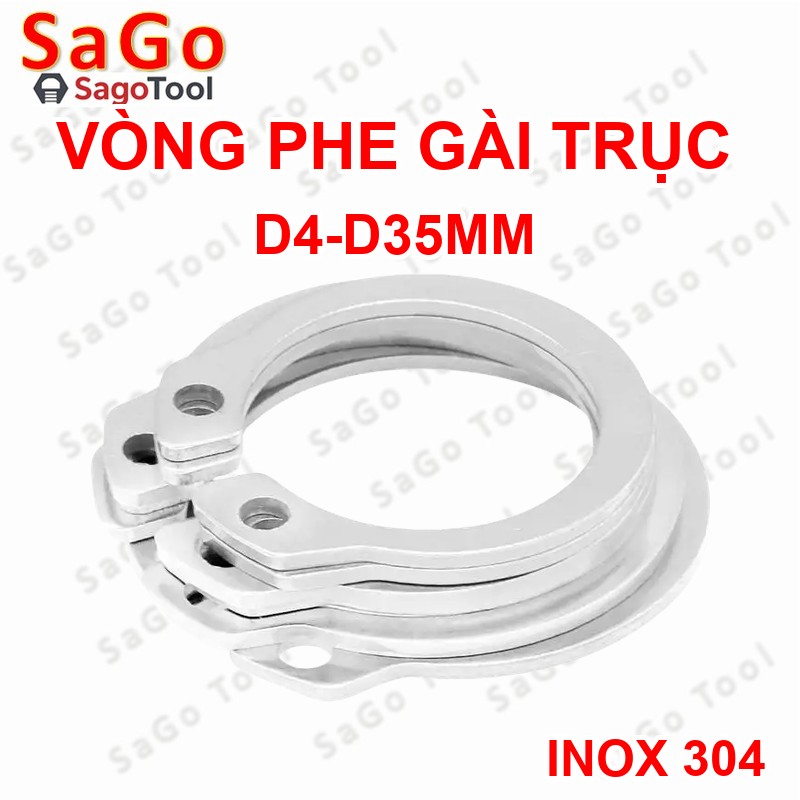 Phanh trục inox 304, phe gài trục, vòng phe phi 4 - 35mm - Ảnh 4