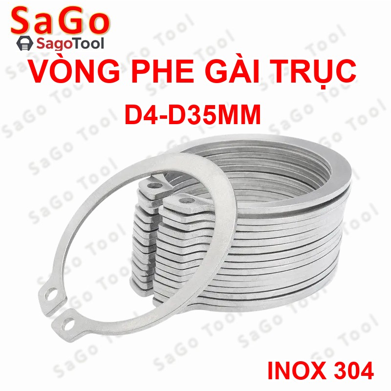 Phanh trục inox 304, phe gài trục, vòng phe phi 4 - 35mm - Ảnh 5