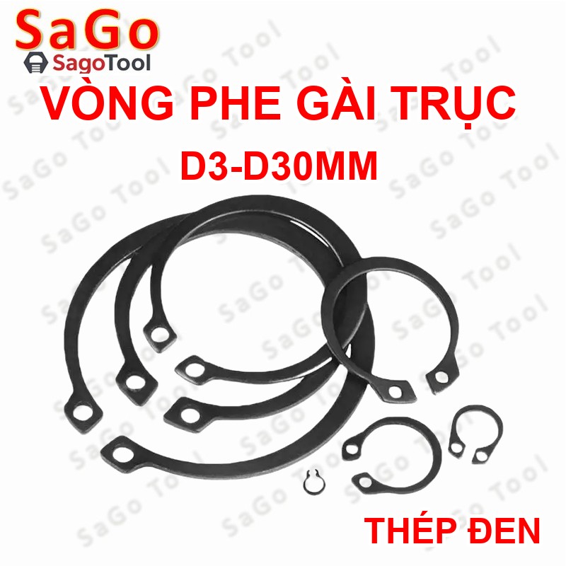 Phanh trục, phe gài trục, vòng phe phi 3 - 30mm bằng thép - Ảnh 2
