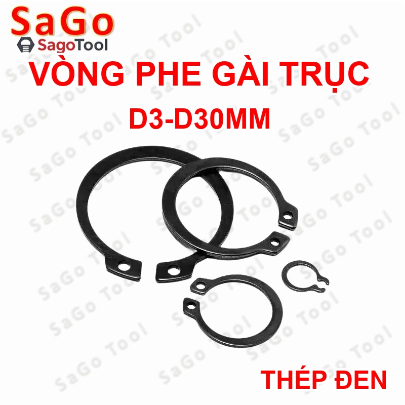 Phanh trục, phe gài trục, vòng phe phi 3 - 30mm bằng thép - Ảnh 3