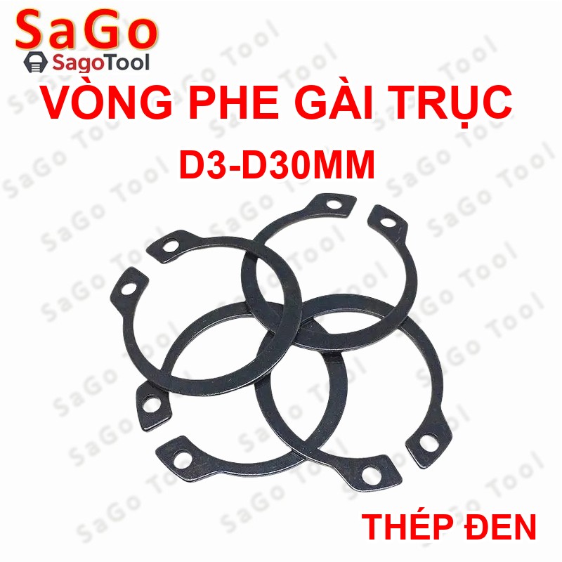 Phanh trục, phe gài trục, vòng phe phi 3 - 30mm bằng thép - Ảnh 4