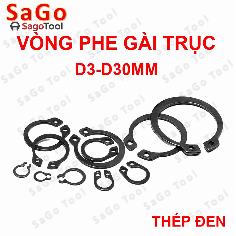 Phanh trục, phe gài trục, vòng phe phi 3 - 30mm bằng thép - Ảnh 5