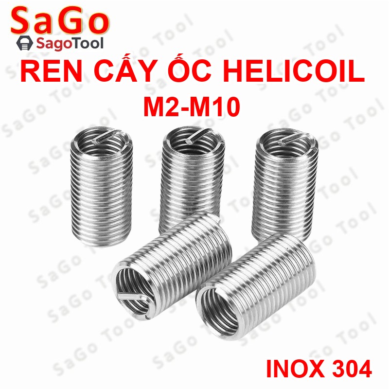 Ren cấy ốc Inox 304 ren cấy helicoil M2-M10 (10 con) - Ảnh 2