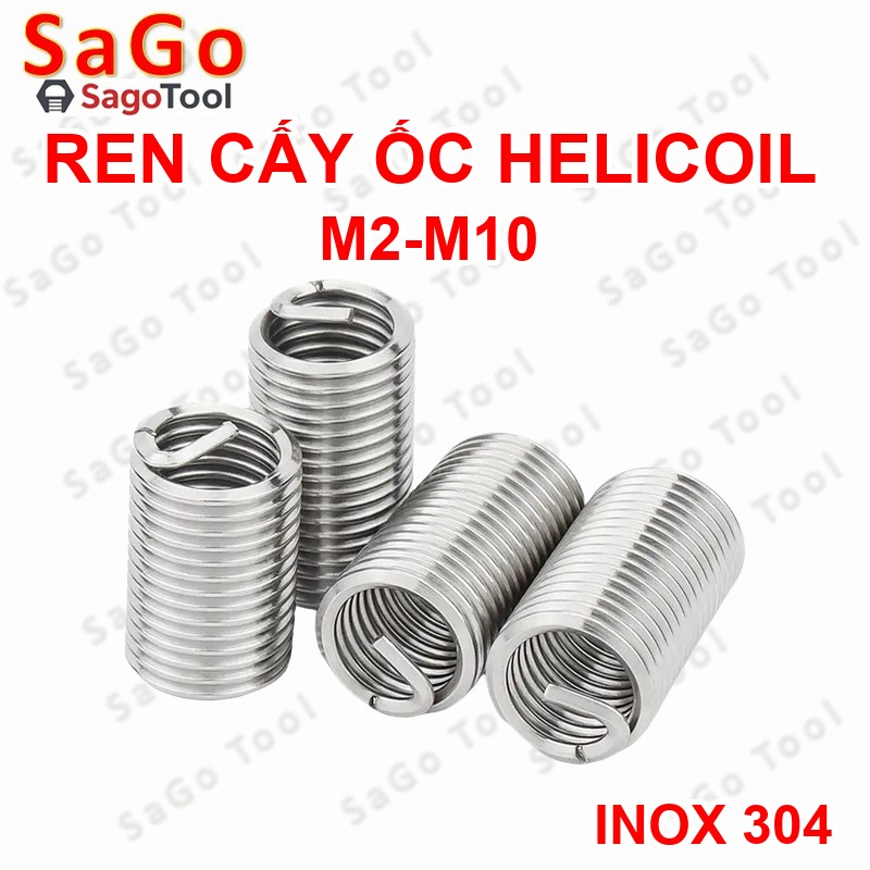Ren cấy ốc Inox 304 ren cấy helicoil M2-M10 (10 con) - Ảnh 3