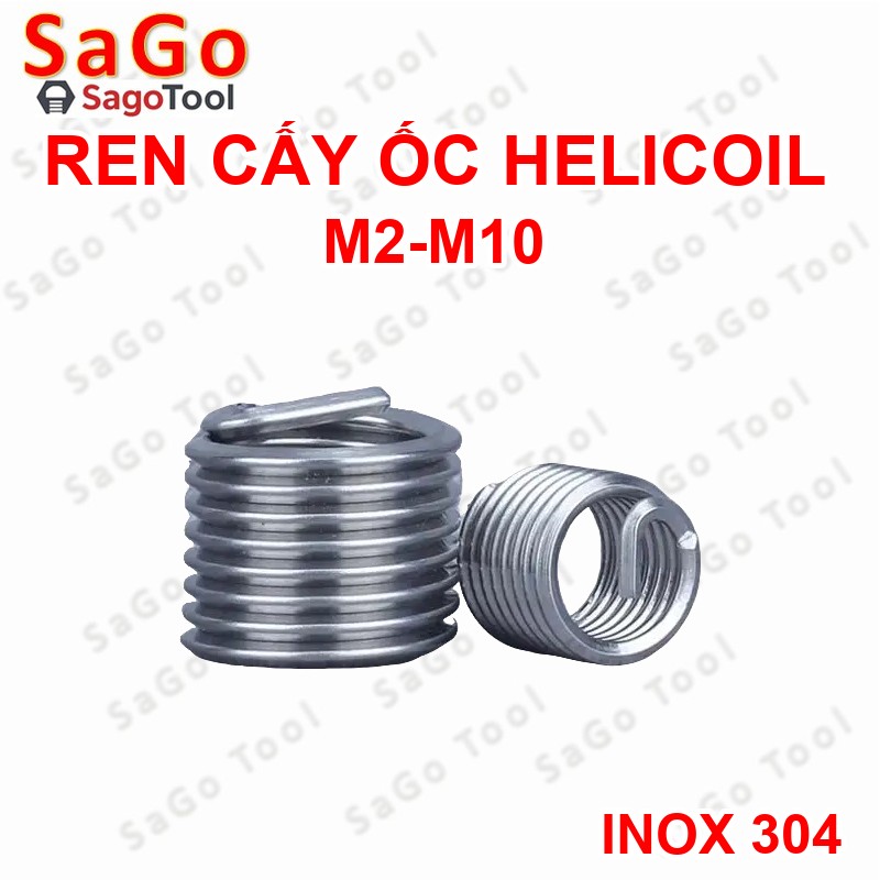 Ren cấy ốc Inox 304 ren cấy helicoil M2-M10 (10 con) - Ảnh 4