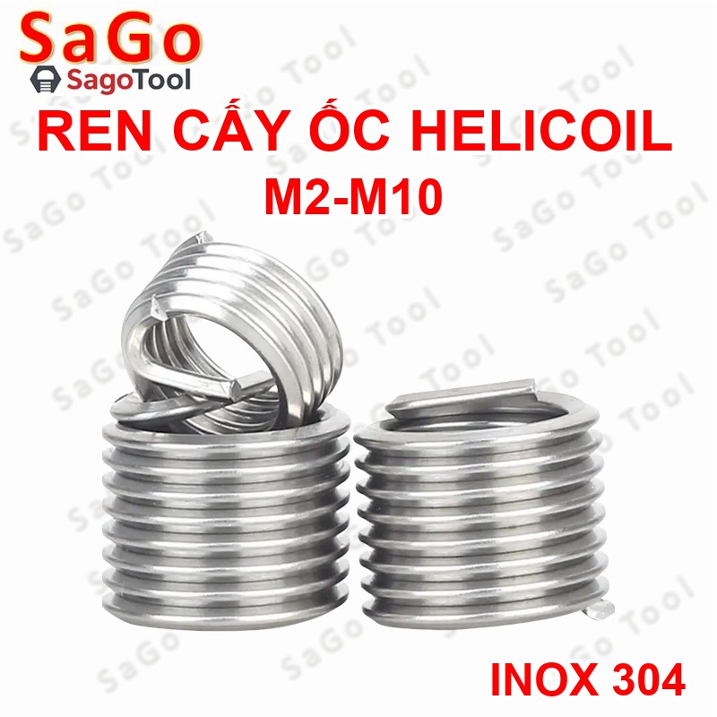 Ren cấy ốc Inox 304 ren cấy helicoil M2-M10 (10 con) - Ảnh 5