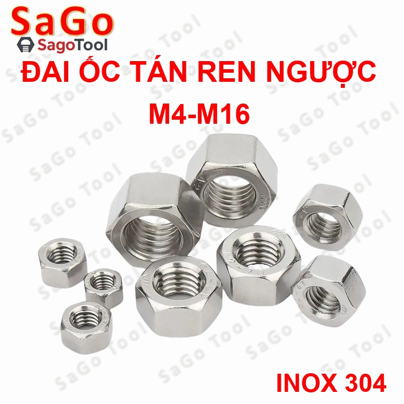 Đai Ốc ren trái, Tán Ecu ren ngược Inox 304 dùng cho bulong M3 đến M16 - Ảnh 5