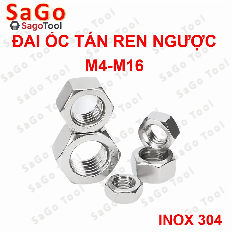 Đai Ốc ren trái, Tán Ecu ren ngược Inox 304 dùng cho bulong M3 đến M16 - Ảnh 4