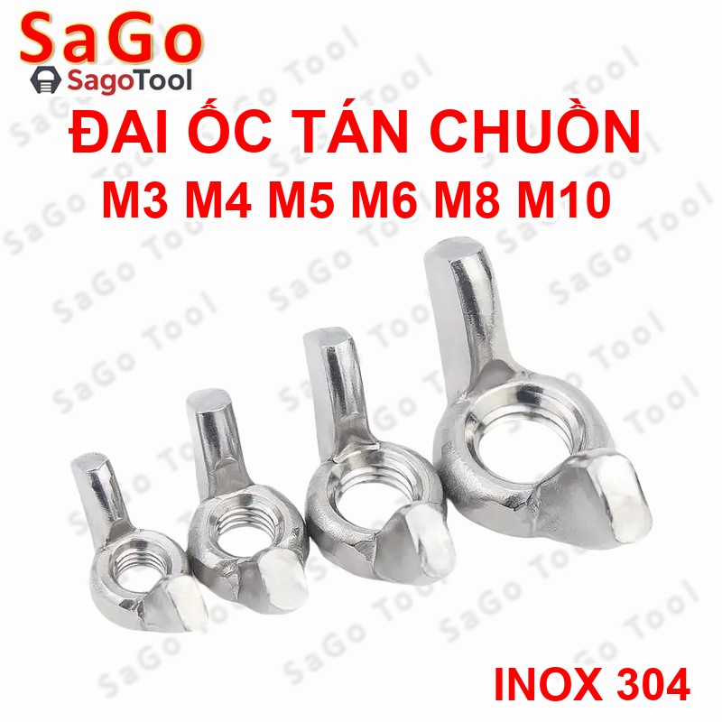 Đai ốc cánh bướm vặn tay INOX 304 - Tán chuồn size M3 M4 M5 M6 M8 M10 - Ảnh 11