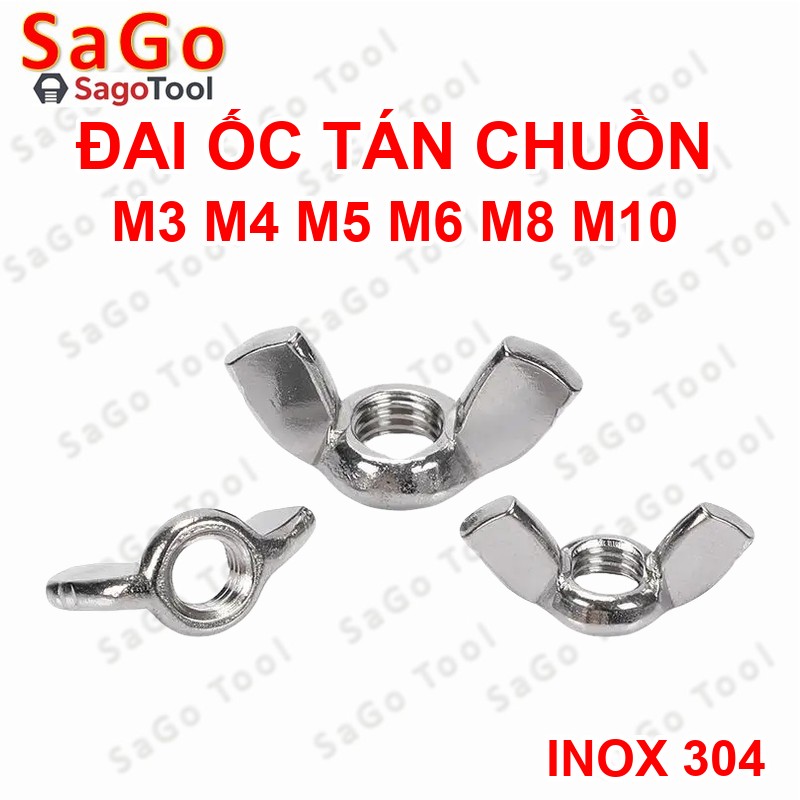 Đai ốc cánh bướm vặn tay INOX 304 - Tán chuồn size M3 M4 M5 M6 M8 M10 - Ảnh 10