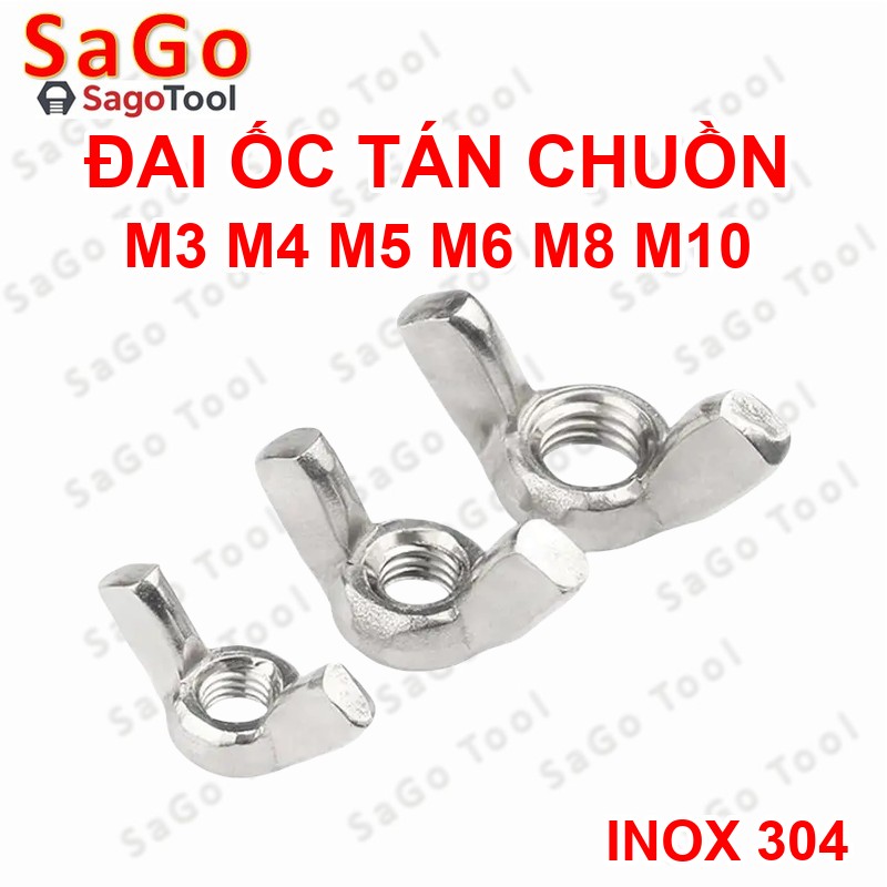 Đai ốc cánh bướm vặn tay INOX 304 - Tán chuồn size M3 M4 M5 M6 M8 M10 - Ảnh 9