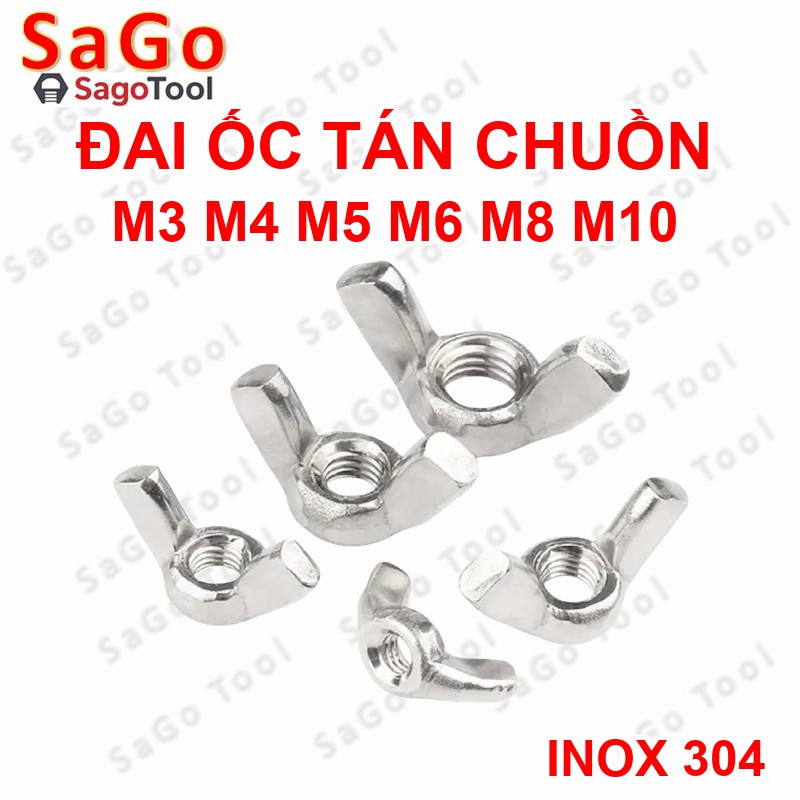 Đai ốc cánh bướm vặn tay INOX 304 - Tán chuồn size M3 M4 M5 M6 M8 M10 - Ảnh 8