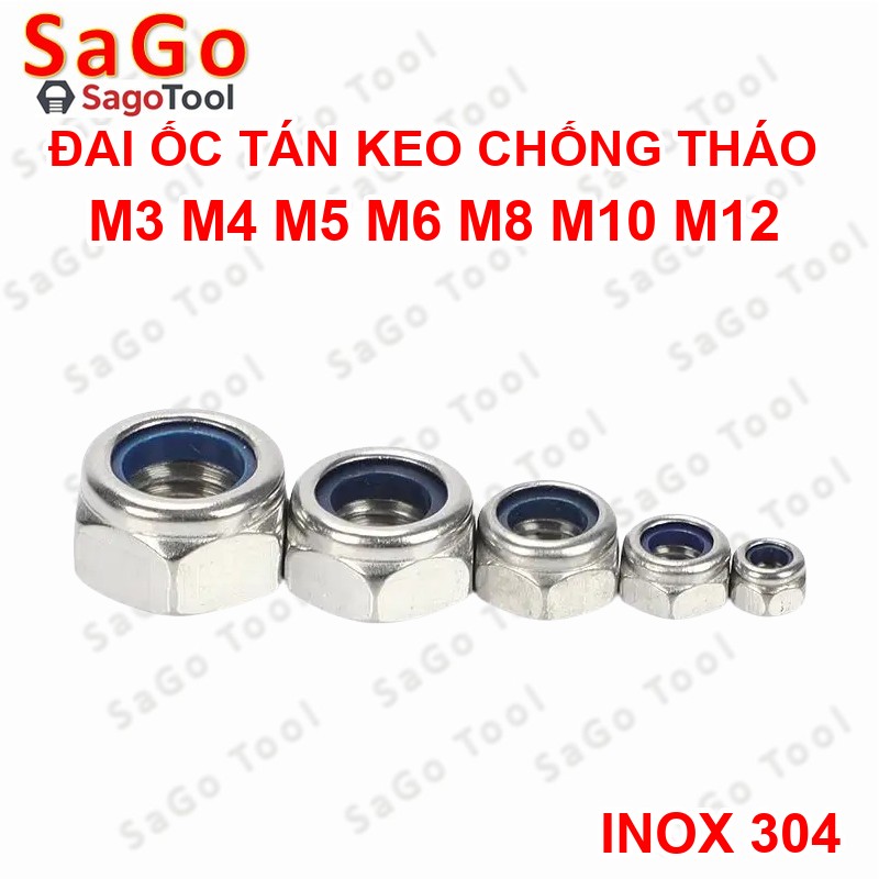 Đai Ốc, Tán Keo Chống Tháo Inox 304 M3, M4, M5, M6, M8, M10, M12 loại tốt - Ảnh 11