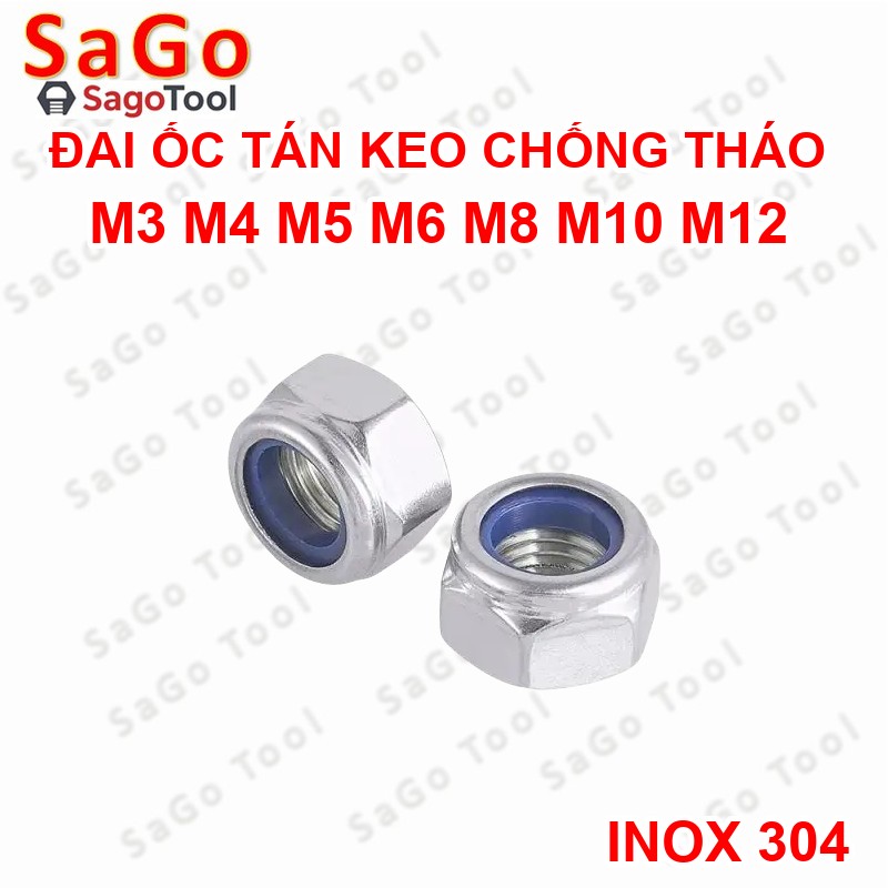 Đai Ốc, Tán Keo Chống Tháo Inox 304 M3, M4, M5, M6, M8, M10, M12 loại tốt - Ảnh 10