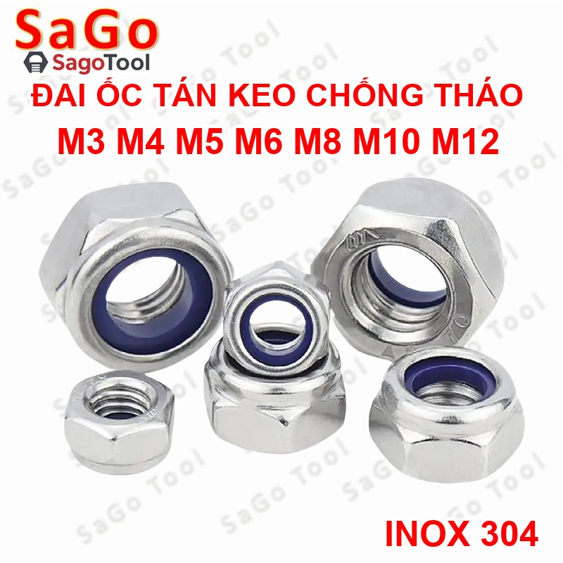 Đai Ốc, Tán Keo Chống Tháo Inox 304 M3, M4, M5, M6, M8, M10, M12 loại tốt - Ảnh 9