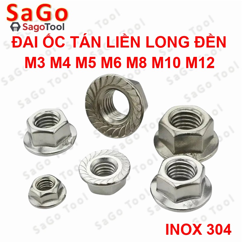 Đai ốc liền long đền INOX 304 - Tán liền long đền Tán Hở M3 M4 M5 M6 M8 M10 M12 - Ảnh 11