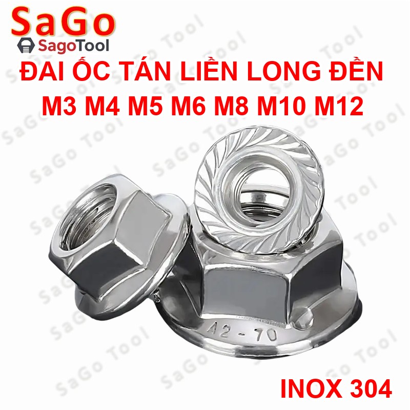 Đai ốc liền long đền INOX 304 - Tán liền long đền Tán Hở M3 M4 M5 M6 M8 M10 M12 - Ảnh 10
