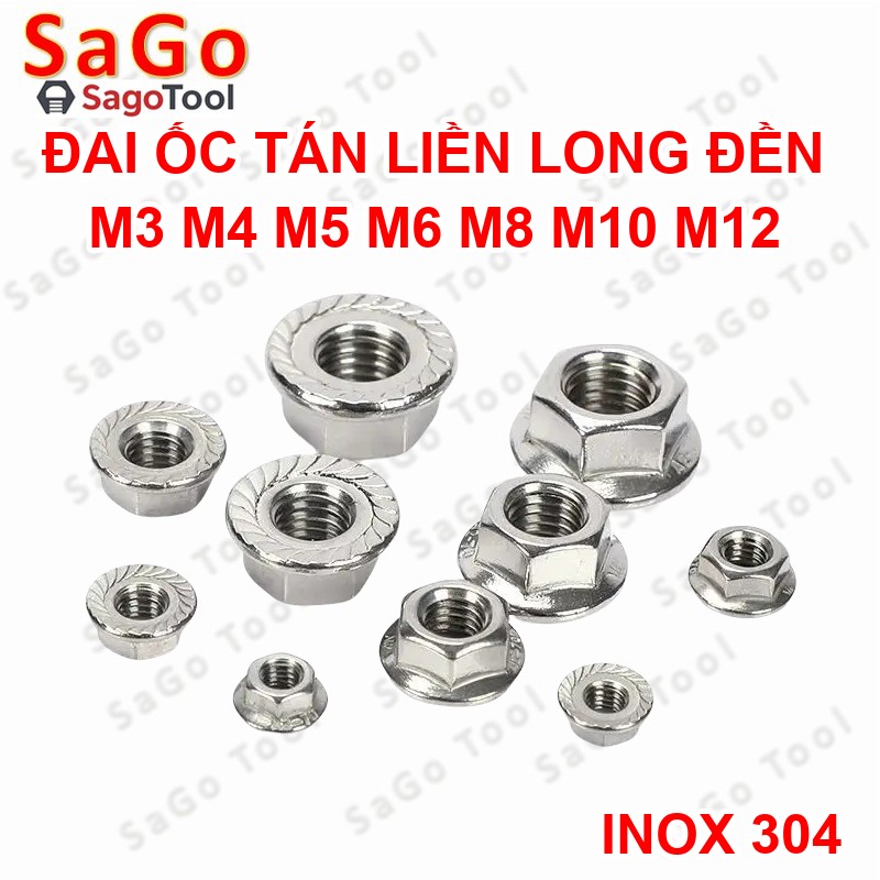 Đai ốc liền long đền INOX 304 - Tán liền long đền Tán Hở M3 M4 M5 M6 M8 M10 M12 - Ảnh 9