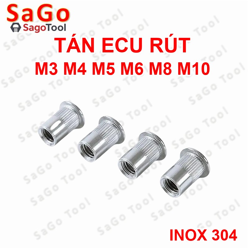 Tán ecu rút inox 304 size M3 M4 M5 M6 M8 M10 loại tốt - Ảnh 11