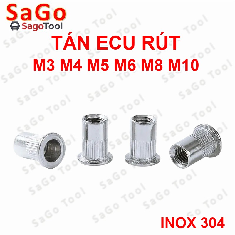 Tán ecu rút inox 304 size M3 M4 M5 M6 M8 M10 loại tốt - Ảnh 10