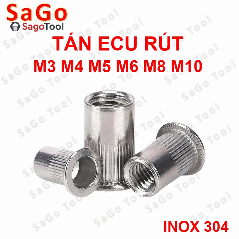 Tán ecu rút inox 304 size M3 M4 M5 M6 M8 M10 loại tốt - Ảnh 9