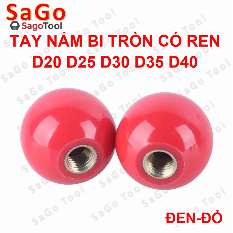 Núm vặn bi nhựa có ren vặn, tay nắm bi tròn siết ren - Ảnh 5