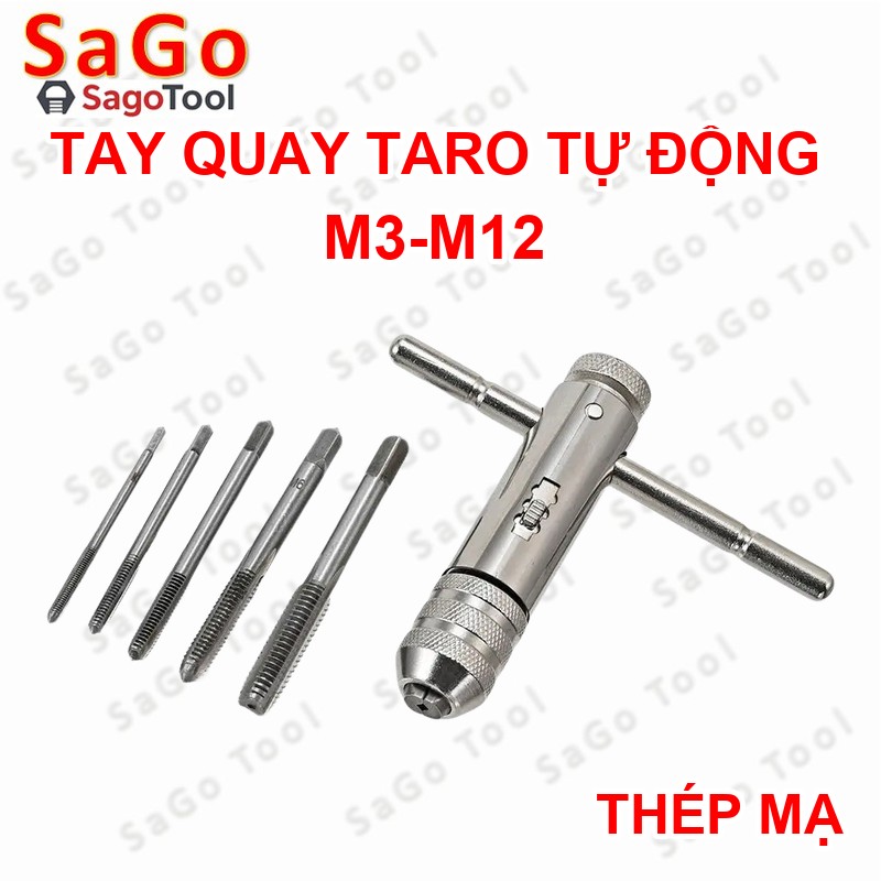 Tay quay taro tự động chữ T | Dụng cụ tạo ren trong M3–M12 | Đảo chiều linh hoạt - Ảnh 4