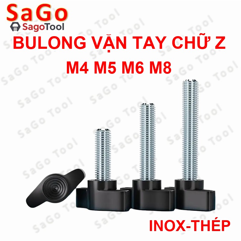 Bulong vặn tay đầu nhựa chữ Z | Vít vặn tay ren ngoài size M4 M5 M6 M8 - Inox 304/Thép - Ảnh 2