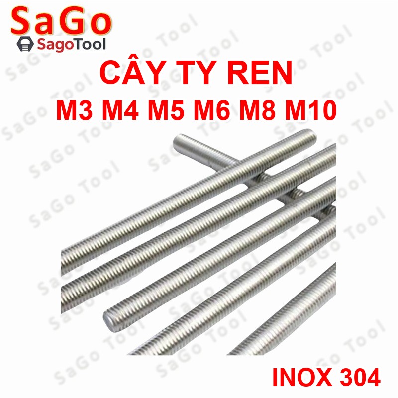 Cây ty ren INOX 304 M3 M4 M5 M6 M8 M10 - Ảnh 11