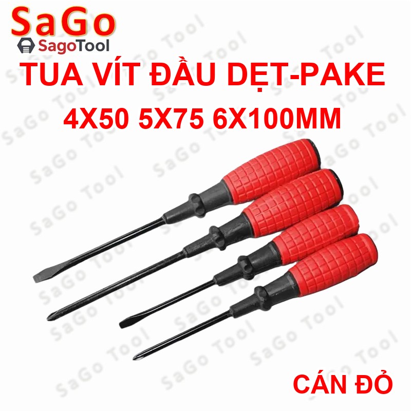 Tua vít cán đỏ đầu dẹt và đầu bake | Chống trượt – Thép đen cứng – Nhiều size - Ảnh 4