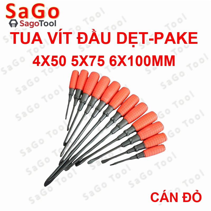 Tua vít cán đỏ đầu dẹt và đầu bake | Chống trượt – Thép đen cứng – Nhiều size - Ảnh 5