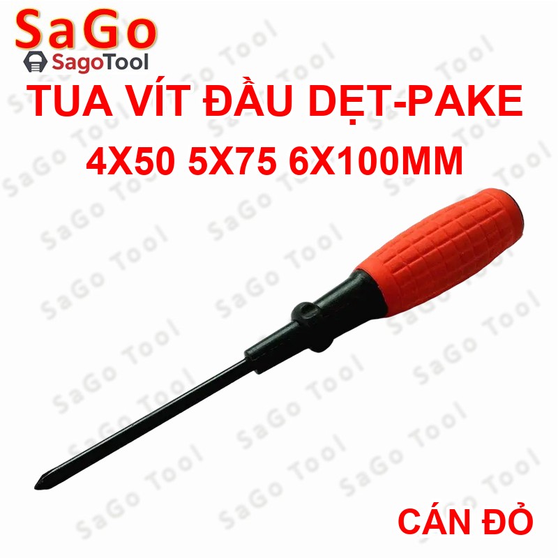 Tua vít cán đỏ đầu dẹt và đầu bake | Chống trượt – Thép đen cứng – Nhiều size - Ảnh 6