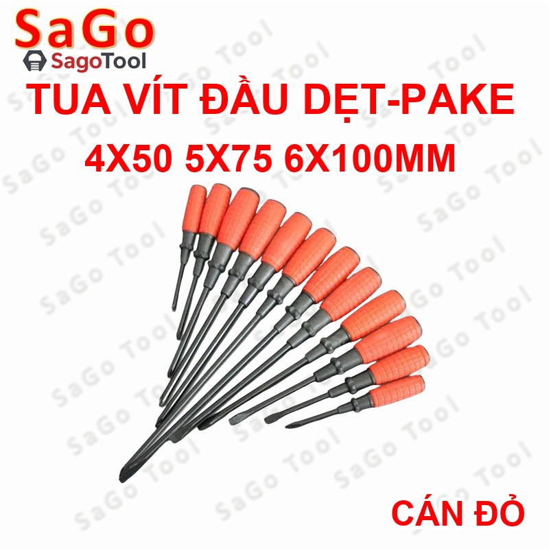 Tua vít cán đỏ đầu dẹt và đầu bake | Chống trượt – Thép đen cứng – Nhiều size - Ảnh 7