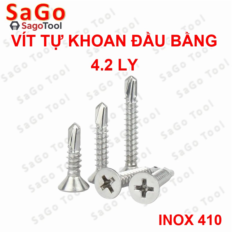 Vít inox 410 tự khoan đuôi cá đầu bằng size 4 ly - Ảnh 2