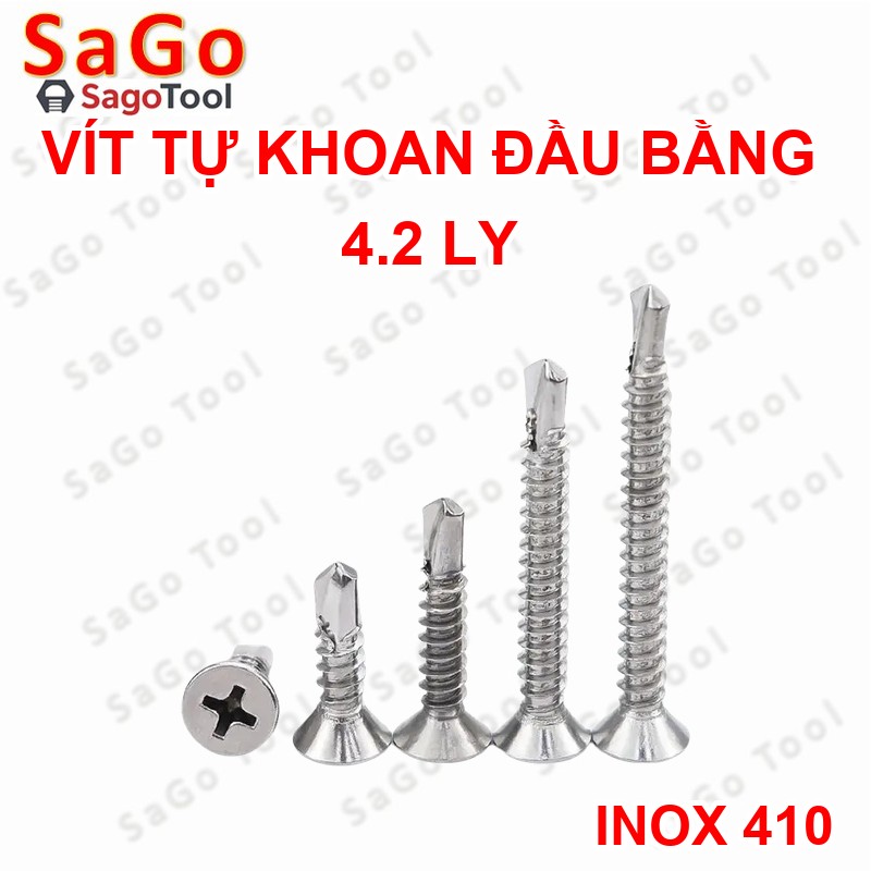 Vít inox 410 tự khoan đuôi cá đầu bằng size 4 ly - Ảnh 4