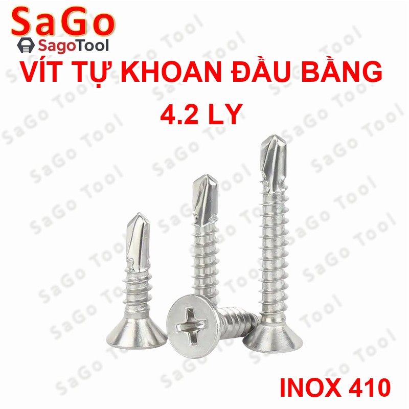 Vít inox 410 tự khoan đuôi cá đầu bằng size 4 ly - Ảnh 5