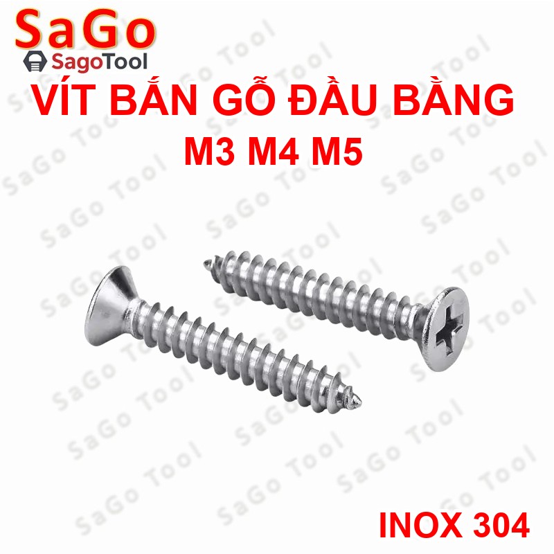Vít răng thưa bắt gỗ đầu bằng, Vít răng thưa size M2 INOX 304 (40 con) - Ảnh 5