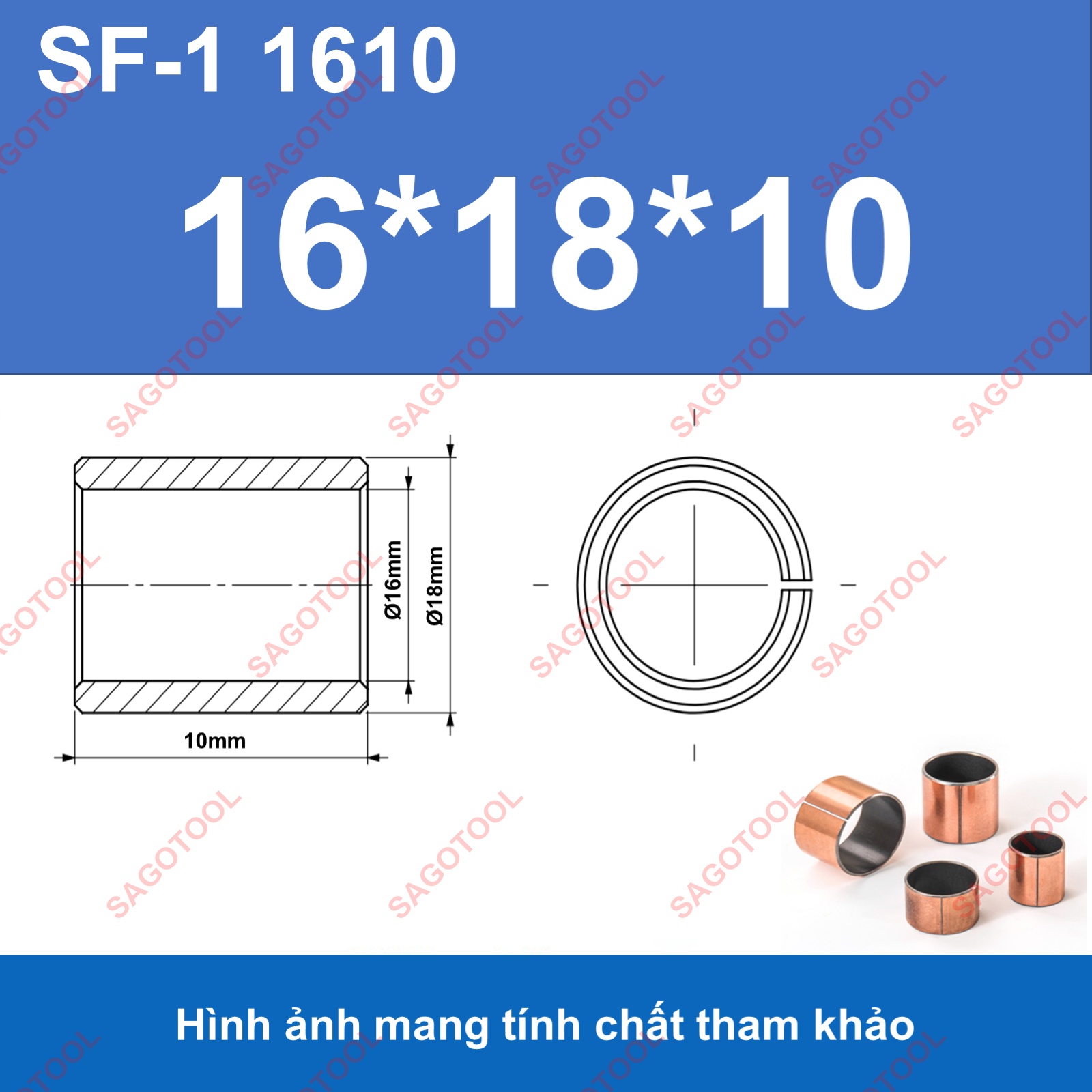 Ống trượt tròn, bạc thau, bạc lót dùng làm con trượt lỗ 6mm 8mm 10mm 12mm 14mm 16mm 20mm - Ảnh 21