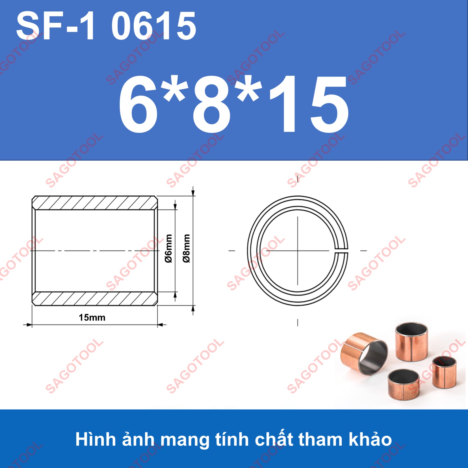 Ống trượt tròn, bạc thau, bạc lót dùng làm con trượt lỗ 6mm 8mm 10mm 12mm 14mm 16mm 20mm - Ảnh 7