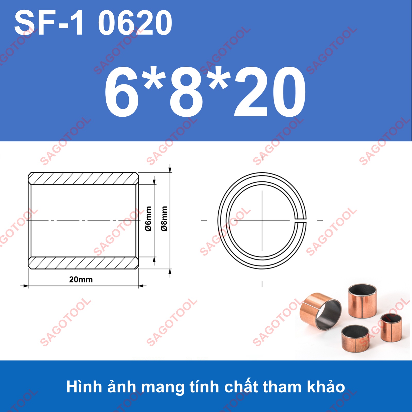Ống trượt tròn, bạc thau, bạc lót dùng làm con trượt lỗ 6mm 8mm 10mm 12mm 14mm 16mm 20mm - Ảnh 8