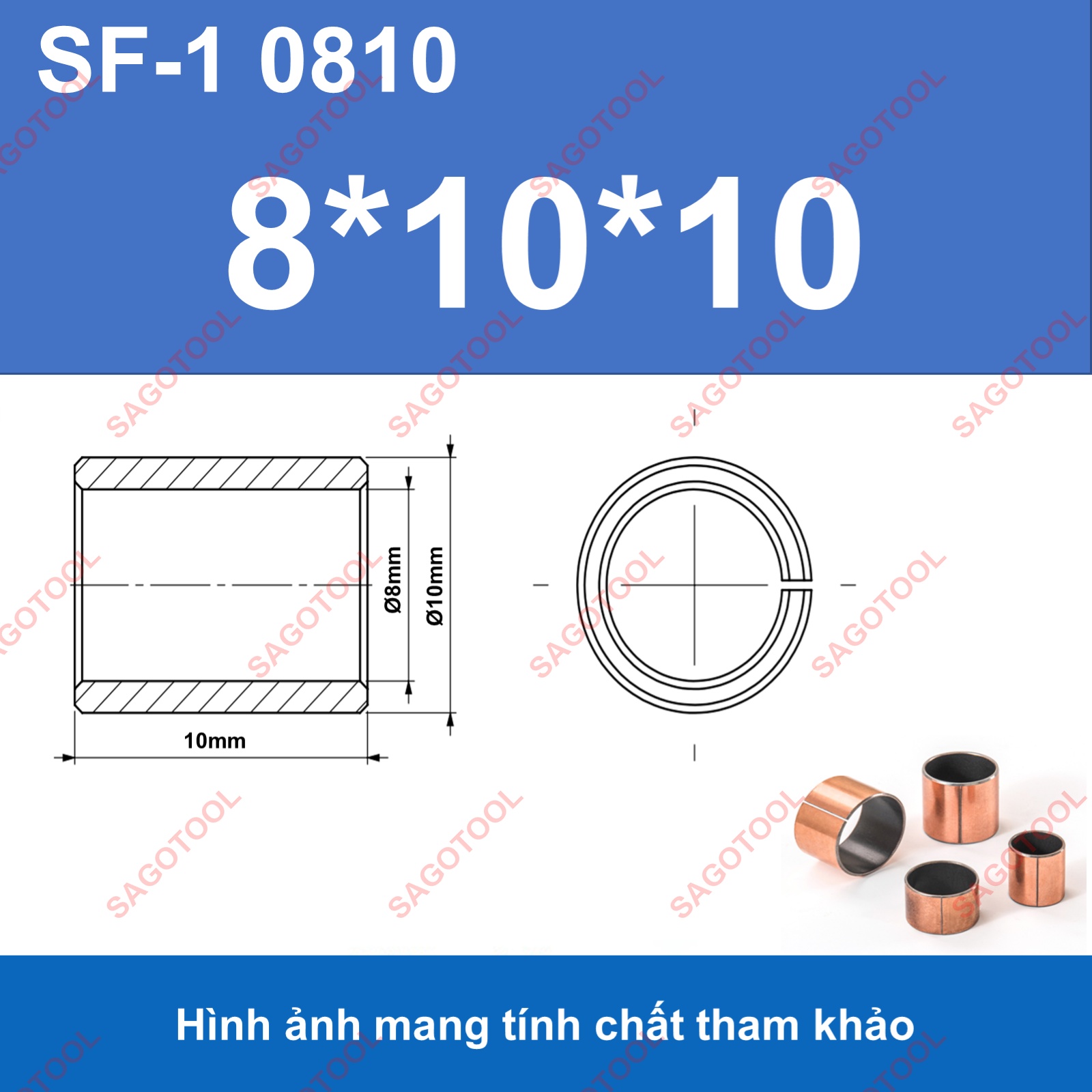 Ống trượt tròn, bạc thau, bạc lót dùng làm con trượt lỗ 6mm 8mm 10mm 12mm 14mm 16mm 20mm - Ảnh 9