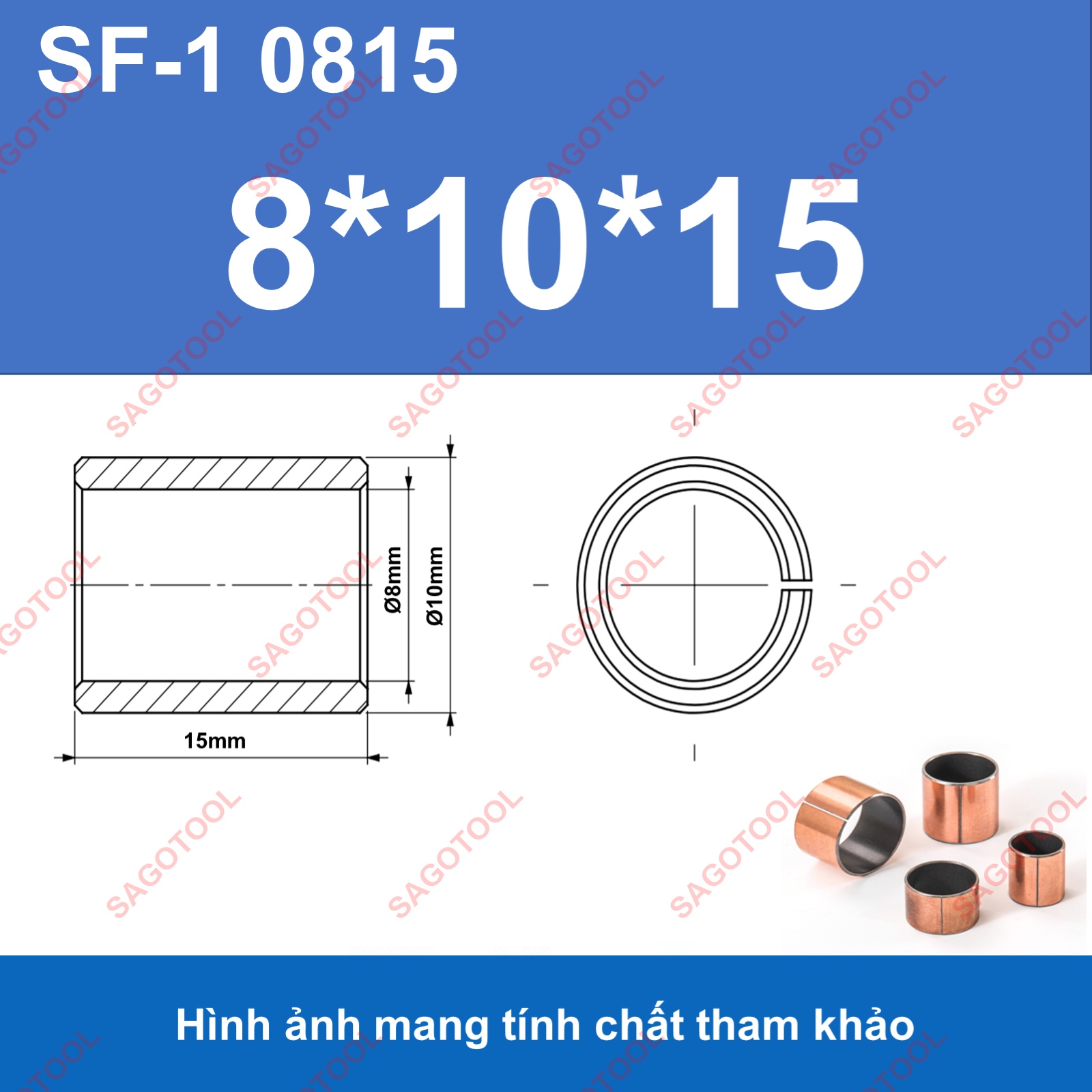 Ống trượt tròn, bạc thau, bạc lót dùng làm con trượt lỗ 6mm 8mm 10mm 12mm 14mm 16mm 20mm - Ảnh 10
