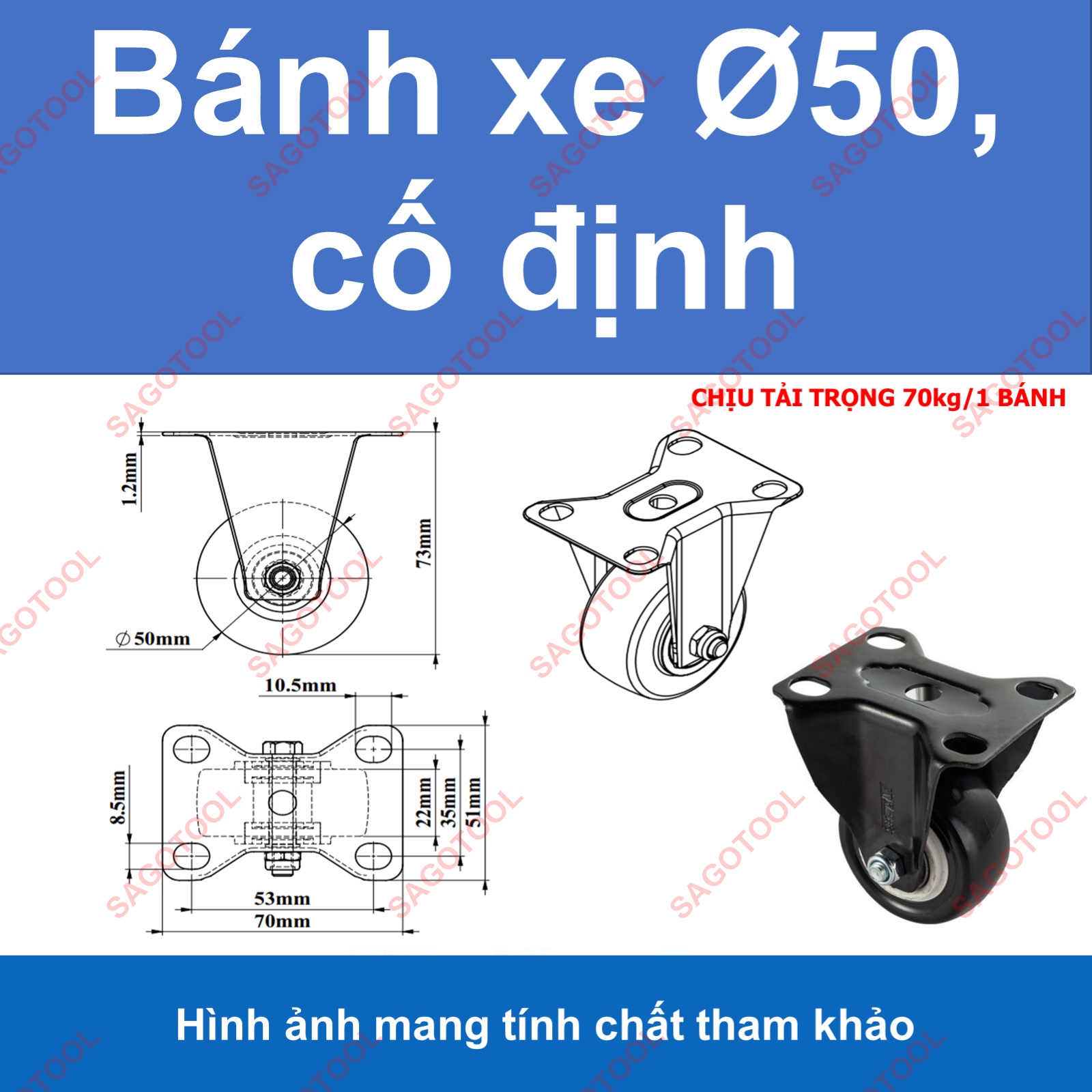 Bánh xe đẩy loại cố định 40mm 50mm, bánh xe đẩy hàng chịu tải nhẹ - Ảnh 9
