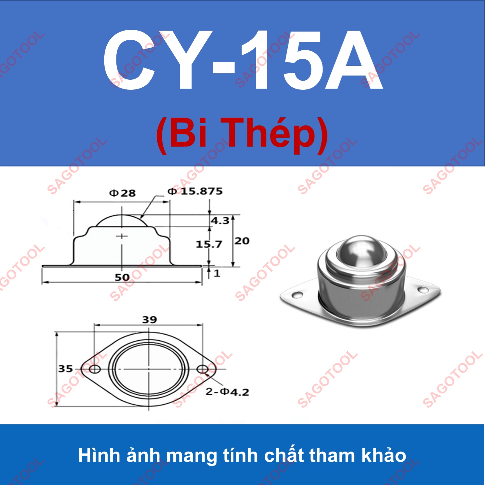 Bánh xe đa hướng, con lăn bi cầu, vòng bi cầu CY15A -CY25A loại chuẩn - Ảnh 8
