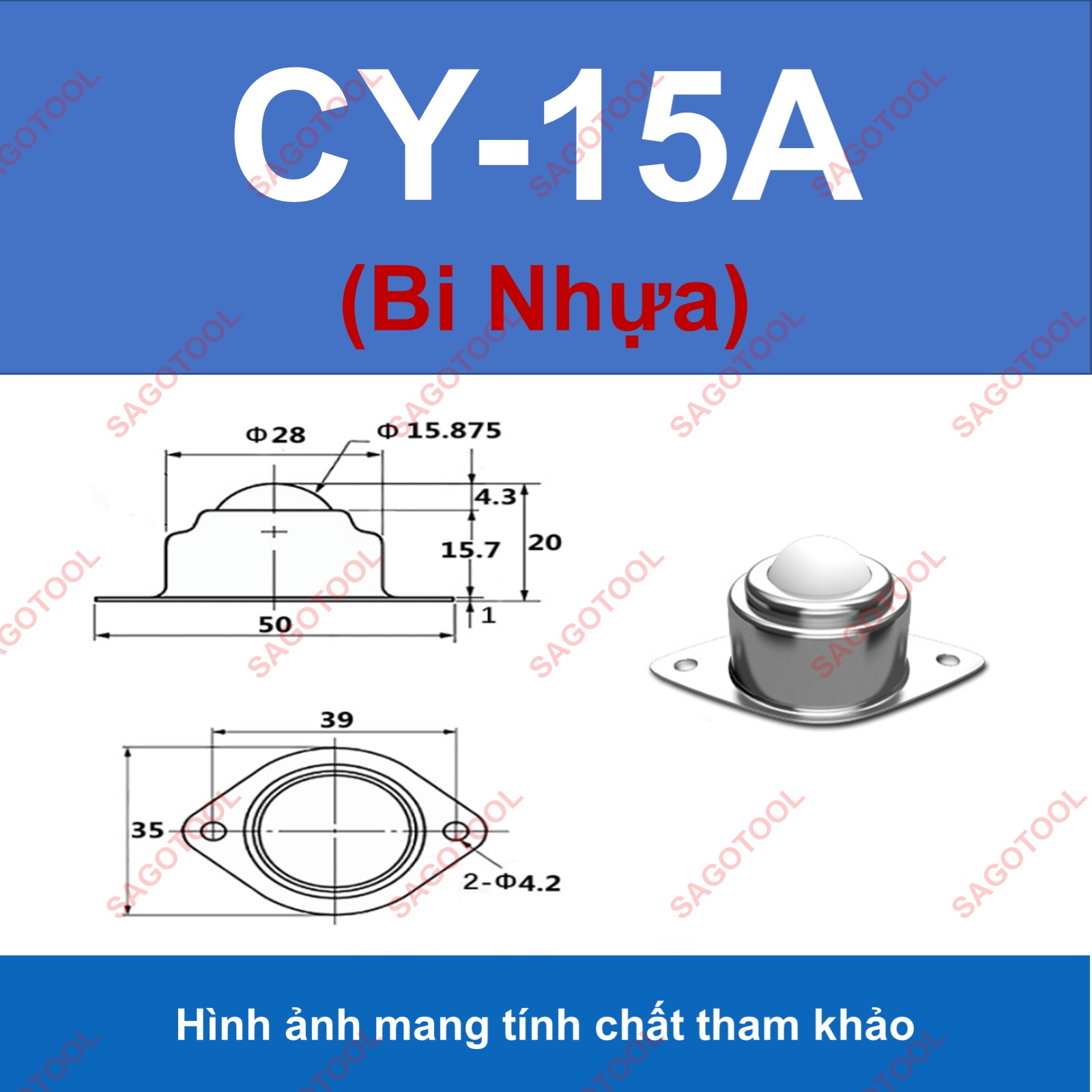 Bánh xe đa hướng, con lăn bi cầu, vòng bi cầu CY15A -CY25A loại chuẩn - Ảnh 9