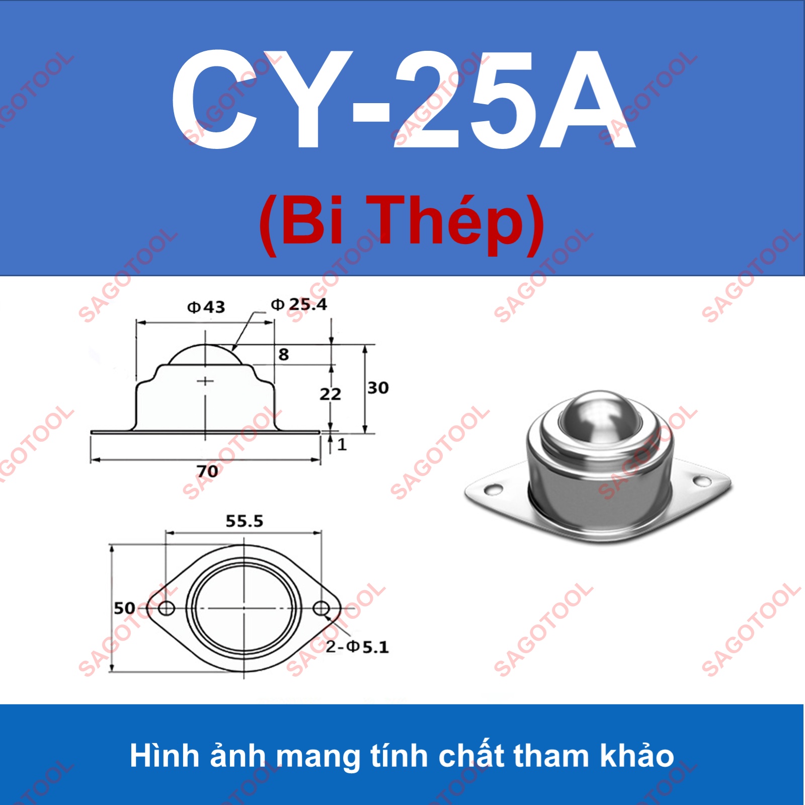 Bánh xe đa hướng, con lăn bi cầu, vòng bi cầu CY15A -CY25A loại chuẩn - Ảnh 10